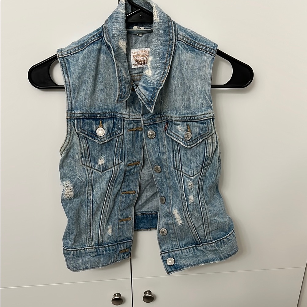 Levi's Distressed Sleeveless Denim Vest